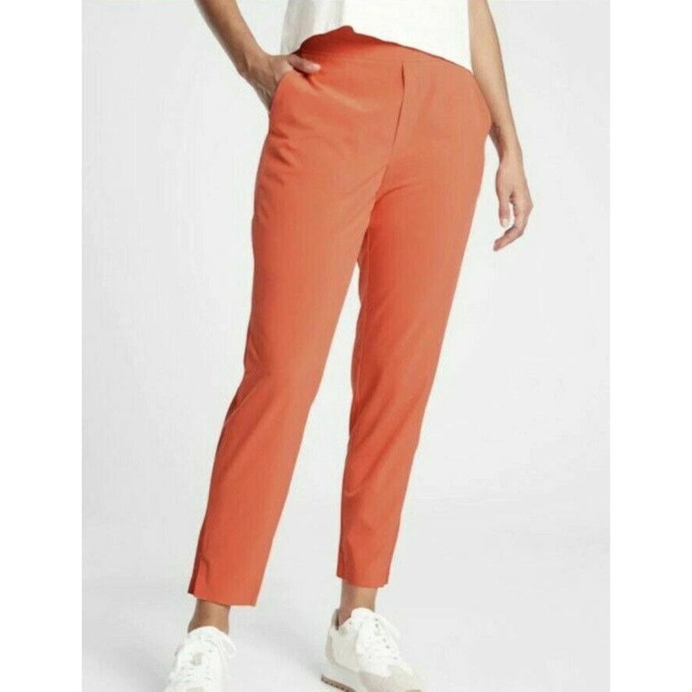 Athleta Brooklyn Ankle Pant Jogger Women Sz 0 Orange Athletic Travel Lightweight